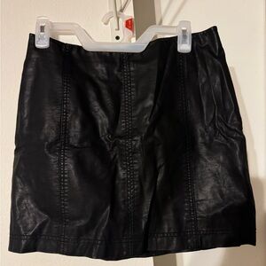 Free People Black Leather Skirt